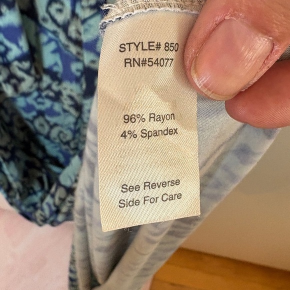 Rare Find! CAbi Blue and Black Abstract Halter Maxi Dress style 850 - Picture 7 of 9